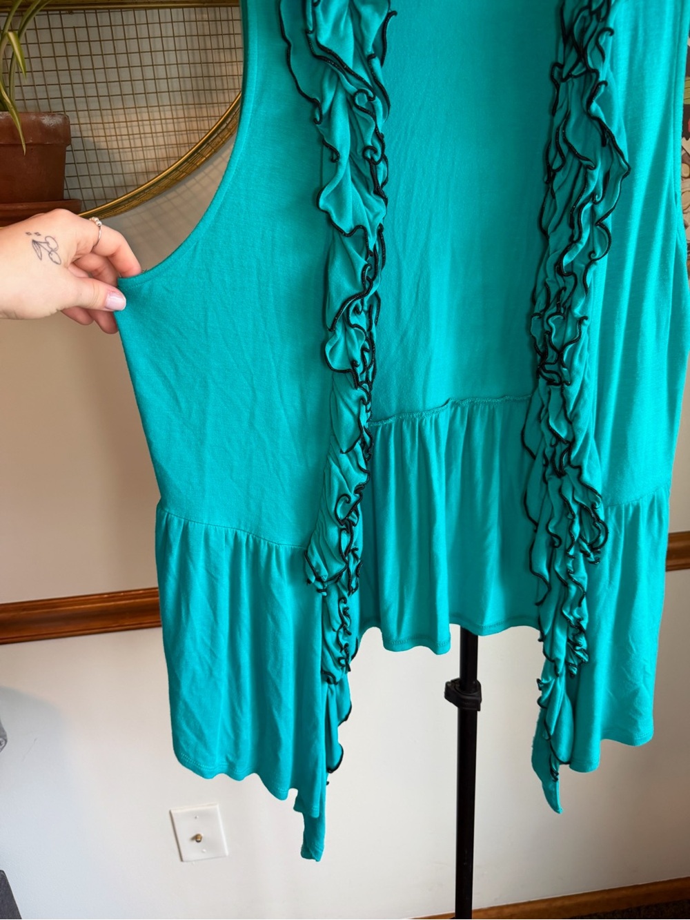 Teal Ruffled Open-Front Vest - Picture 5 of 8
